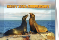 Happy 25th Anniversary, Two funny fur seals card