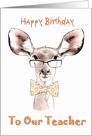 Happy Birthday To Our Teacher, sketch funny kudu card