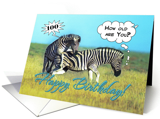 Happy 100th Birthday, Two funny zebras card (1397580)
