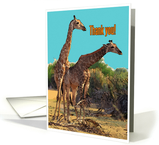 Thank you greeting card, Two african giraffe card (870767)