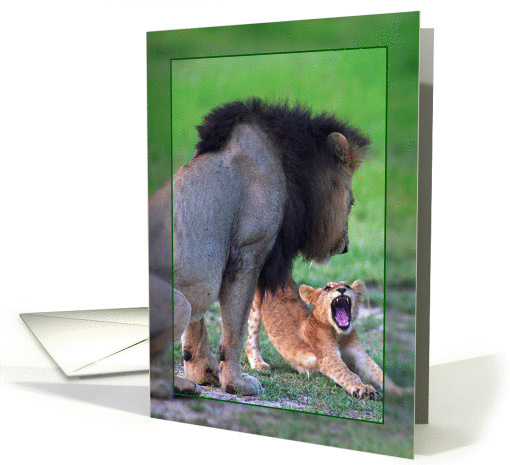 Male lion with cub card (875287)