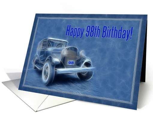 Happy 98th Birthday card, old vintage classic car card (877051)