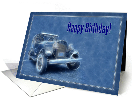 Happy Birthday card, old vintage classic car card (877068)
