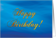 Happy birthday card, blue & gold card