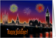 Happy Holidays card, fireworks above London card