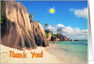 Thank you greeting card, Exotic sand beach card