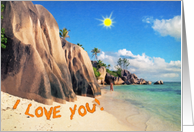 I love you greeting card, Exotic sand beach card