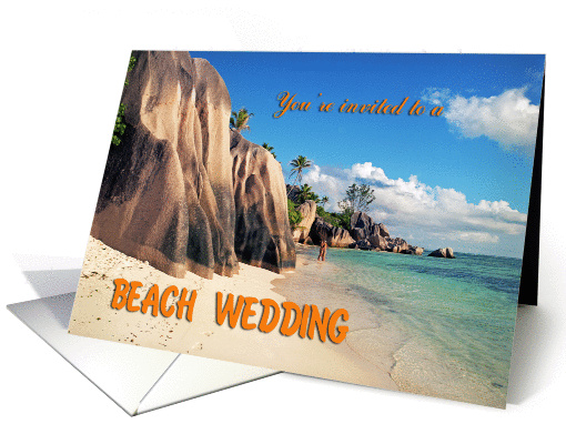 Beach wedding greeting card, Exotic sand beach card (887619)