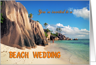 Beach wedding greeting card, Exotic sand beach card