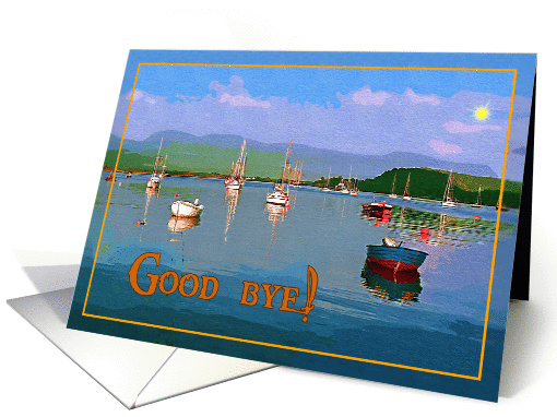 Good bye card, marine scene with sun and blue sky card (887895)