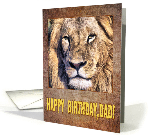 Happy birthday dad greeting card, lion portrait card (888268)
