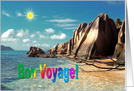 Bon voyage greeting card, Seychelles exotic beach card