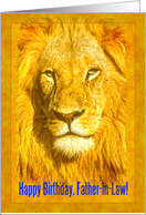 Happy Birthday Father-in-Law greeting card, Portrait male lion card