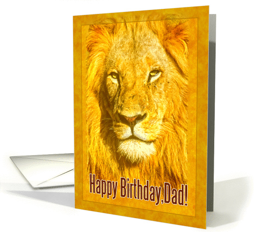 Happy Birthday Dad greeting card, Portrait male lion card (889331)