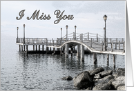 I miss you greeting card, Coastal nobody pier card