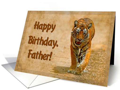Happy Birthday Father greeting card, tiger in savannah card (891919)