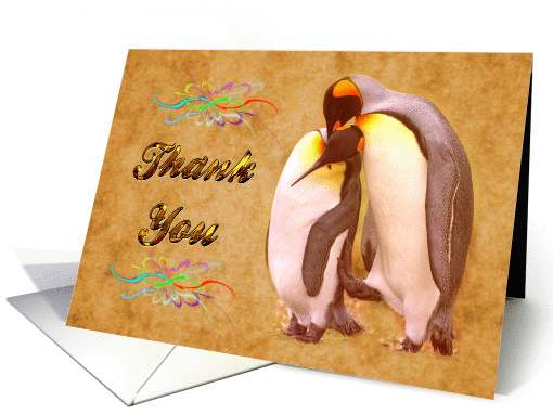 Thank you greeting card, two kissing penguins card (891925)