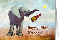 Happy 96th birthday greeting card, elephant card