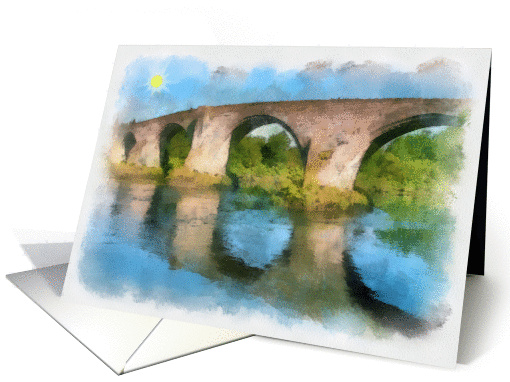 Old stone bridge with reflection card (898748)