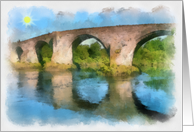 Old stone bridge with reflection Card