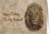 Happy Birthday to my husband greeting card, lion card