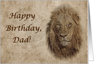 Happy Birthday Dad greeting card, lion card