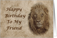 Happy Birthday to my friend greeting card,lion card