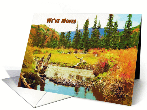 We've moved to Alaska greeting card,painting autumn card (902935)