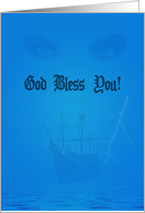 God bless you greeting card,ship under storm card