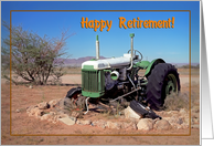 Happy retirement greeting card,broken tractor card