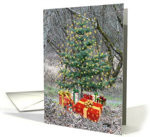 Sparkly Look Christmas Tree with Presents card (693704)