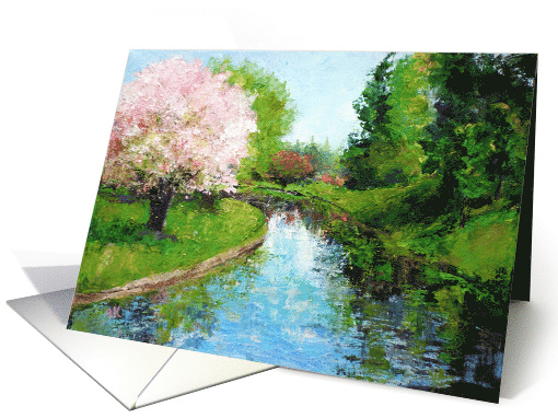 Cherry Blossoms at the Creek General Blank card (1601332)