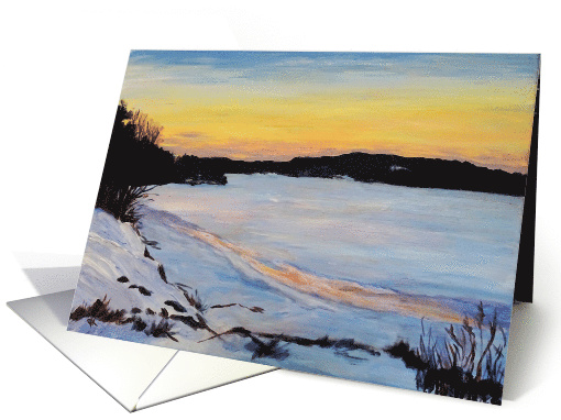 Merry Christmas Winter Sunset at the Frozen River card (860821)