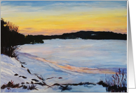 Merry Christmas Winter Sunset at the Frozen River card