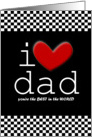 Father’s Day i love dad Black White Check Red heart card