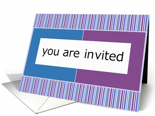 blue & purple stripes nvitation for any occasion card (623786)