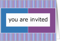 blue & purple stripes nvitation for any occasion card