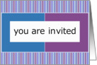 blue & purple stripes nvitation for any occasion card