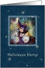 Witch Halloween Party Invitation - Pretty Witch Blue card
