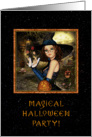 Magical Halloween Party Invitation - Cute Witch Stary Night card