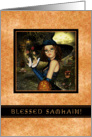 Blessed Samhain - Cute Witch - Orange card