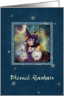 Blessed Samhain - Pretty Witch Blue card