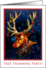 Tree Trimming Party - Reindeer with Ornament Decorations card