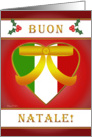 Buon Natale Italian Flag Heart Golden Ribbon Christmas Card