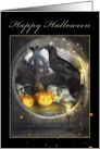 Halloween, Mystical Raven, Skulls, Pumpkins, Candles, Spooky Card