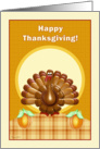 Happy Thanksgiving Turkey and Pumpkins card