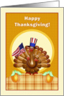 Patriotic Thanksgiving Turkey with American Flag and Hat card