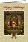 Happy Holidays Nutcracker Ballerina Holiday Ball Room Christmas Trees card