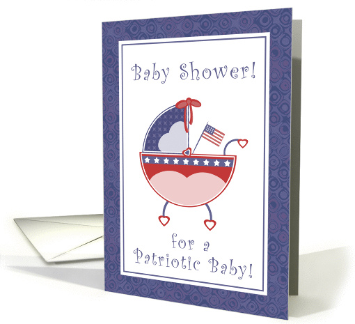 Stars & Stripes Patriotic Baby Carriage Baby Shower Invitation card