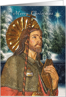 Merry Christmas - St. Rocco - Snow Design - Catholic Religious card